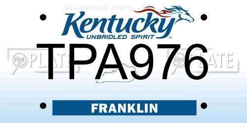 TPA976 Kentucky License Plate