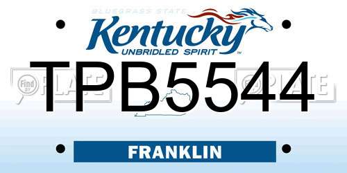 TPB5544 Kentucky License Plate