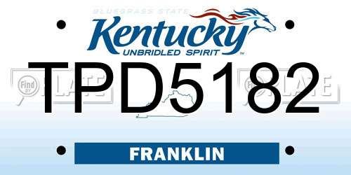TPD5182 Kentucky License Plate