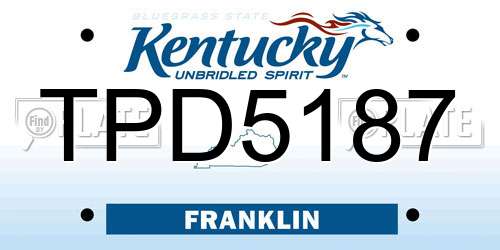 TPD5187 Kentucky License Plate