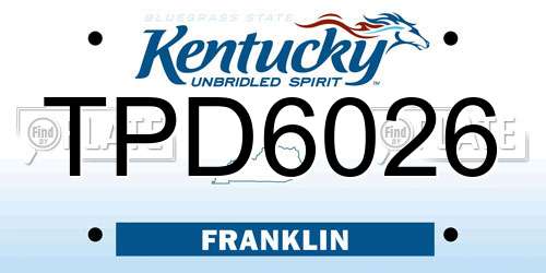 TPD6026 Kentucky License Plate