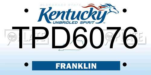 TPD6076 Kentucky License Plate