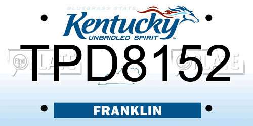 TPD8152 Kentucky License Plate