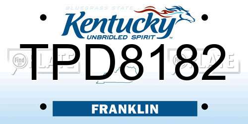 TPD8182 Kentucky License Plate