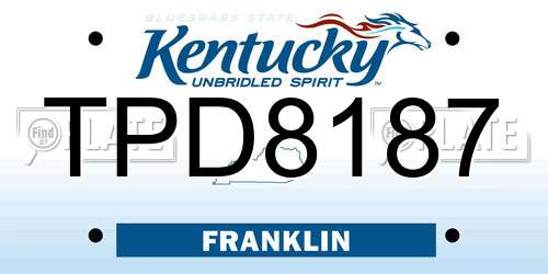 TPD8187 Kentucky License Plate