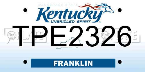 TPE2326 Kentucky License Plate