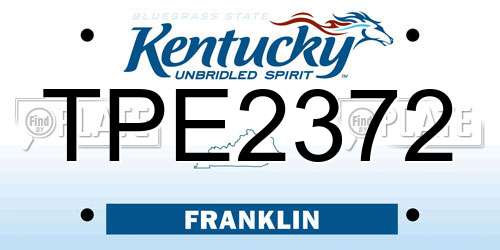 TPE2372 Kentucky License Plate
