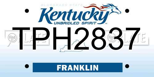 TPH2837 Kentucky License Plate