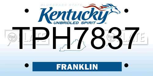 TPH7837 Kentucky License Plate