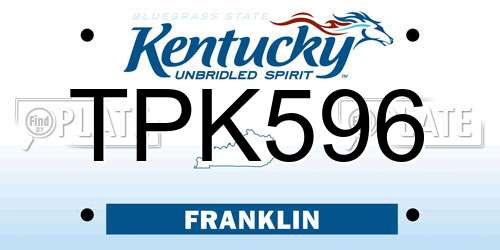 TPK596 Kentucky License Plate