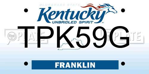 TPK59G Kentucky License Plate