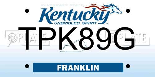 TPK89G Kentucky License Plate
