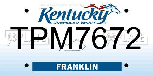 TPM7672 Kentucky License Plate