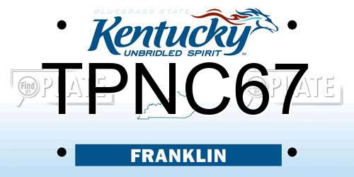 TPNC67 Kentucky License Plate