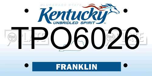 TPO6026 Kentucky License Plate