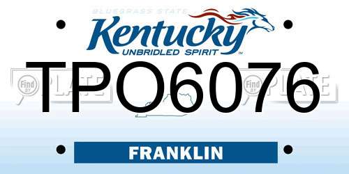 TPO6076 Kentucky License Plate
