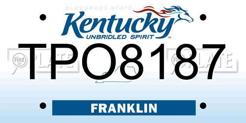 TPO8187 Kentucky License Plate