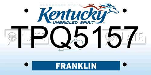 TPQ5157 Kentucky License Plate