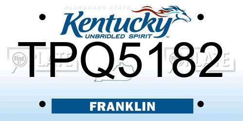 TPQ5182 Kentucky License Plate