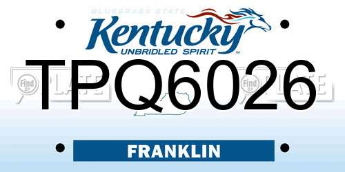 TPQ6026 Kentucky License Plate