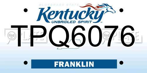 TPQ6076 Kentucky License Plate