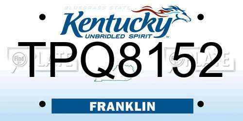 TPQ8152 Kentucky License Plate