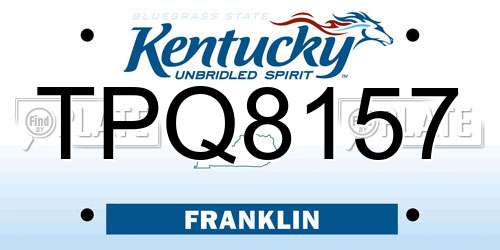 TPQ8157 Kentucky License Plate