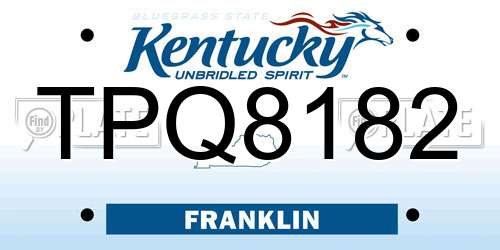 TPQ8182 Kentucky License Plate