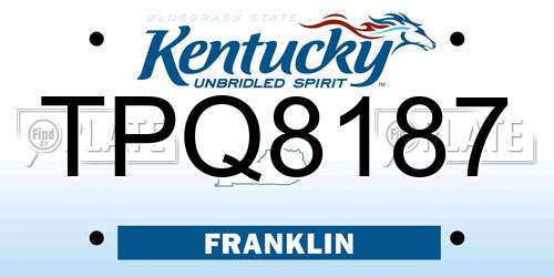 TPQ8187 Kentucky License Plate
