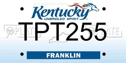 TPT255 Kentucky License Plate