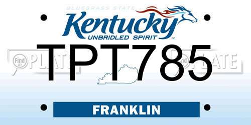 TPT785 Kentucky License Plate
