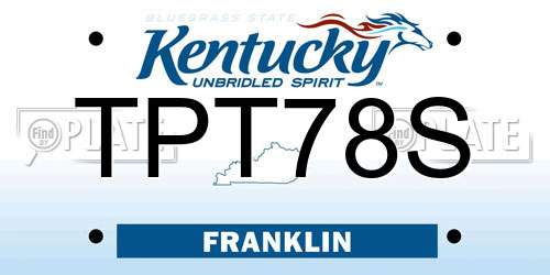 TPT78S Kentucky License Plate