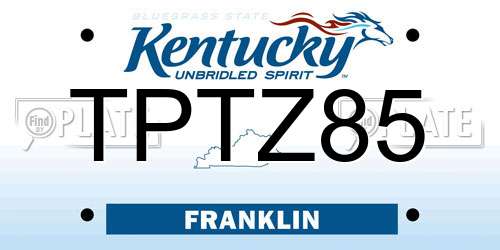 TPTZ85 Kentucky License Plate