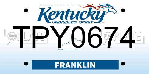 TPY0674 Kentucky License Plate