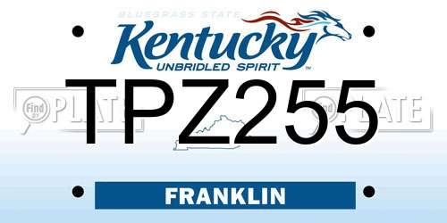 TPZ255 Kentucky License Plate