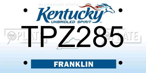 TPZ285 Kentucky License Plate
