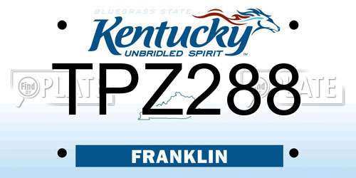 TPZ288 Kentucky License Plate