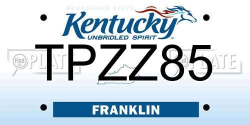 TPZZ85 Kentucky License Plate