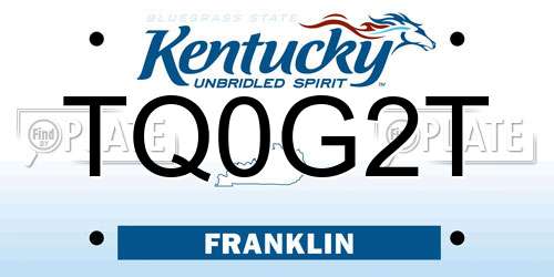 TQ0G2T Kentucky License Plate