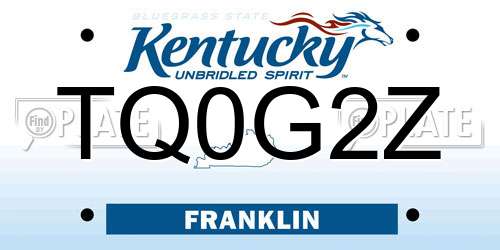 TQ0G2Z Kentucky License Plate