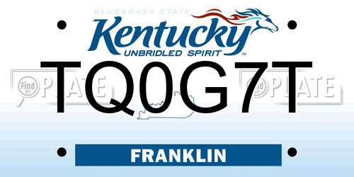 TQ0G7T Kentucky License Plate