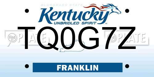 TQ0G7Z Kentucky License Plate