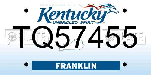 TQ57455 Kentucky License Plate