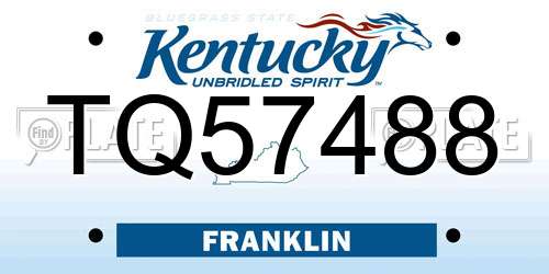 TQ57488 Kentucky License Plate