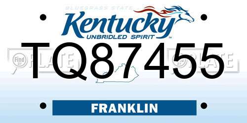 TQ87455 Kentucky License Plate