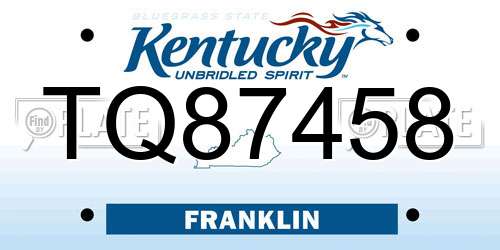TQ87458 Kentucky License Plate