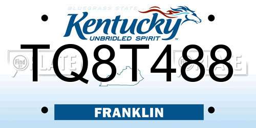 TQ8T488 Kentucky License Plate