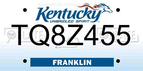 TQ8Z455 Kentucky License Plate
