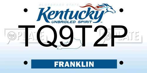 TQ9T2P Kentucky License Plate