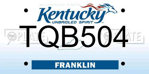 TQB504 Kentucky License Plate